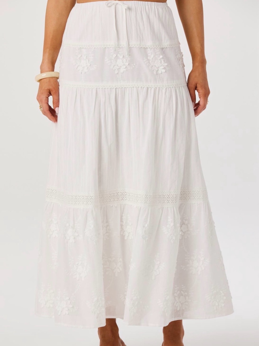 ASTR The Label Gwyn Embroidered Maxi Skirt
